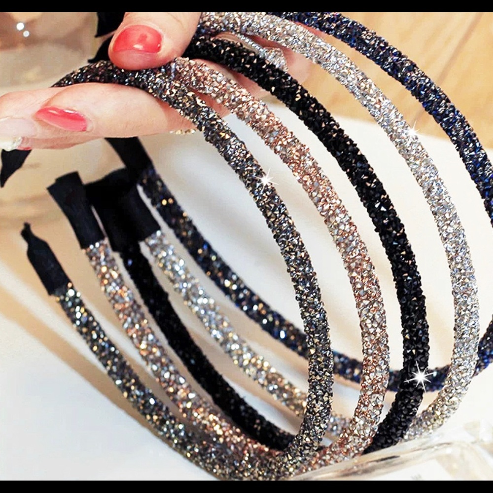Sparkling Crystal Headbands for Women; Set of 4